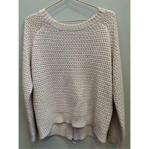 Society 8 XL pale pink zip back scoop neck pullover sweater w/gold metallic weav